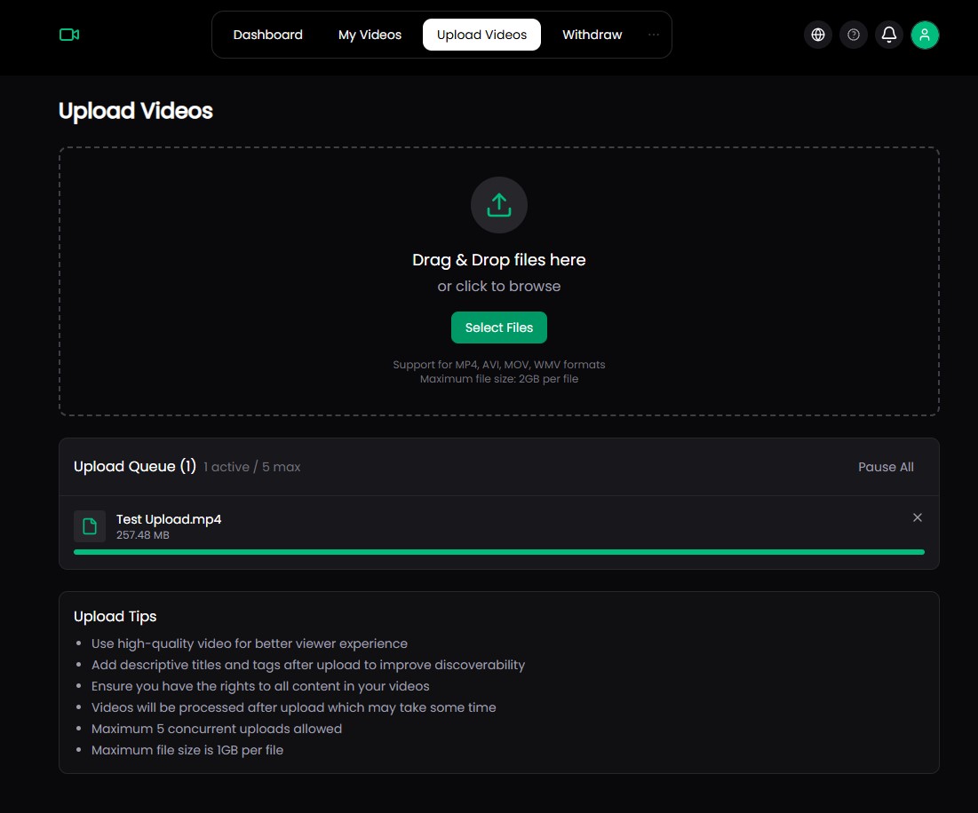 Upload Video